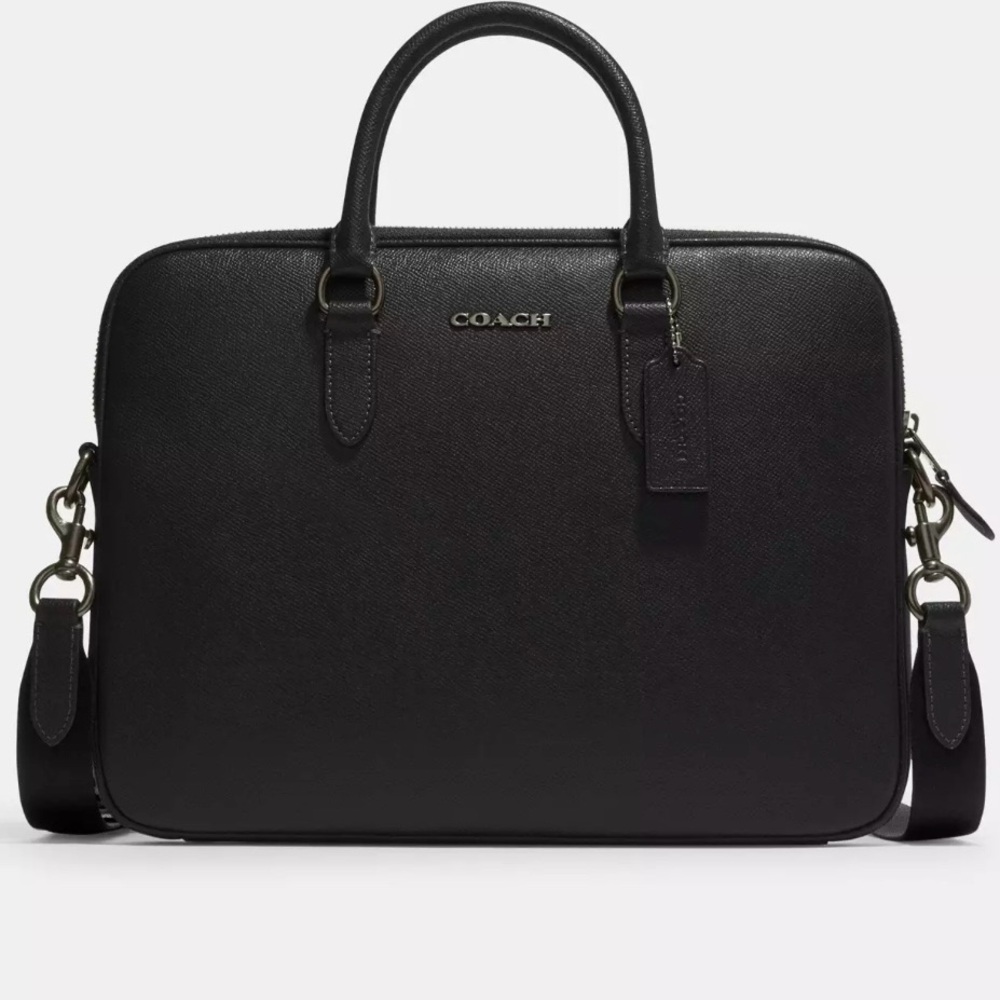 COACH Laptop Bag / Briefcase - Black Leather (Liam)